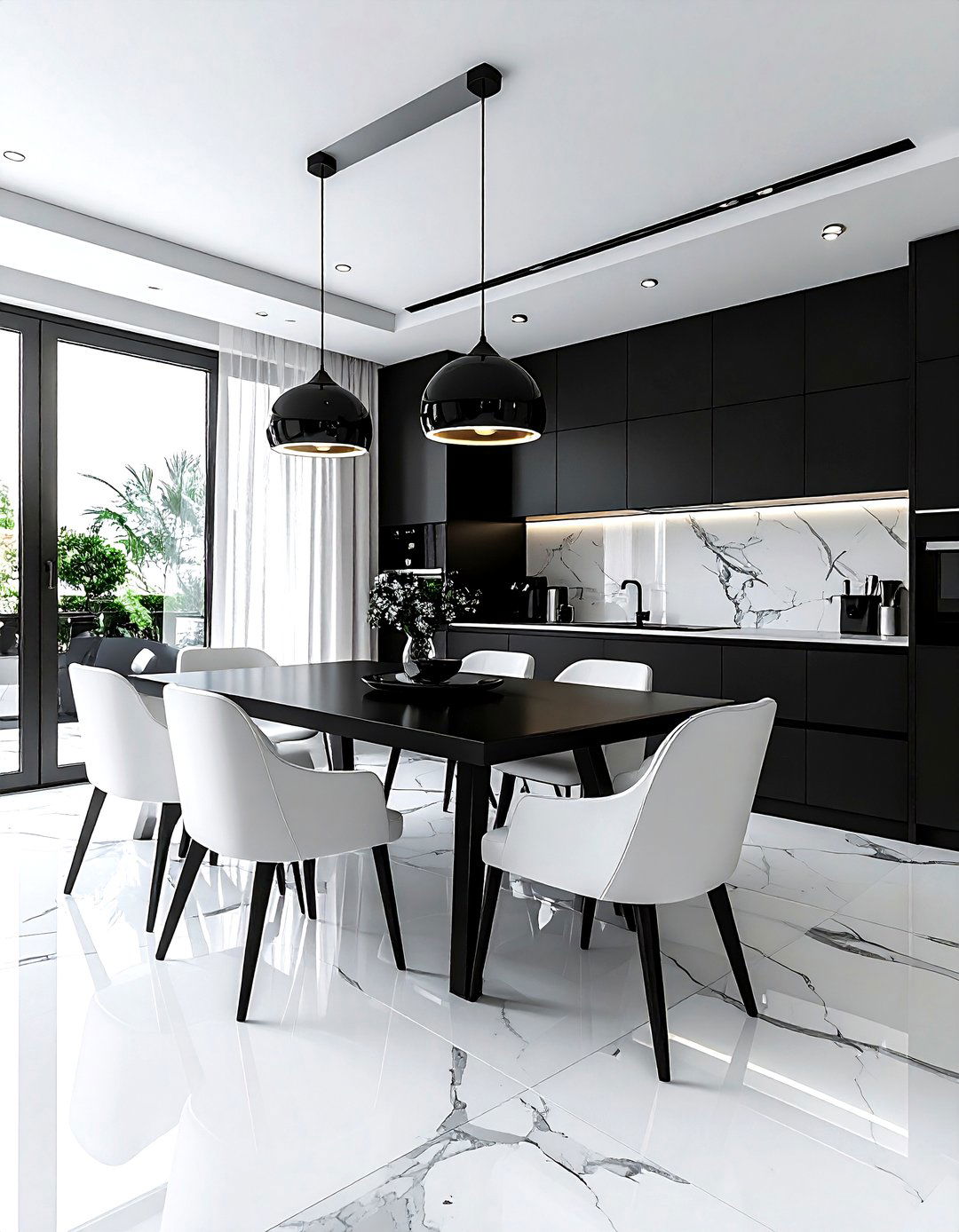 Black and white kitchen - 30 kitchen dining area ideas
