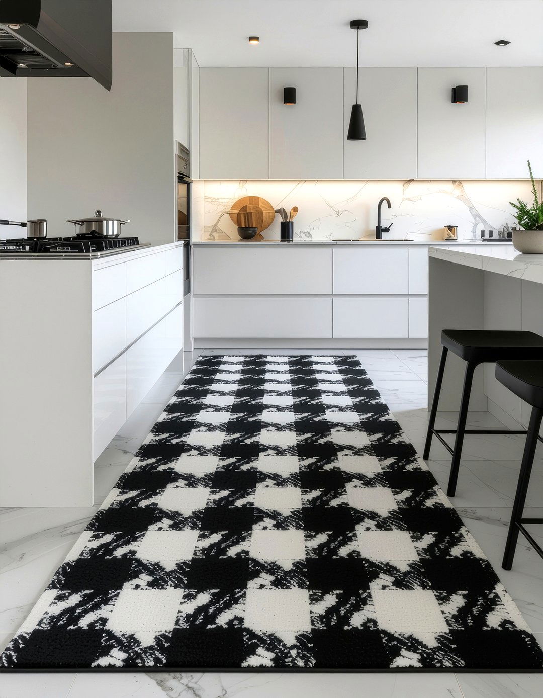 Black and white kitchen rug - 30 kitchen rug ideas