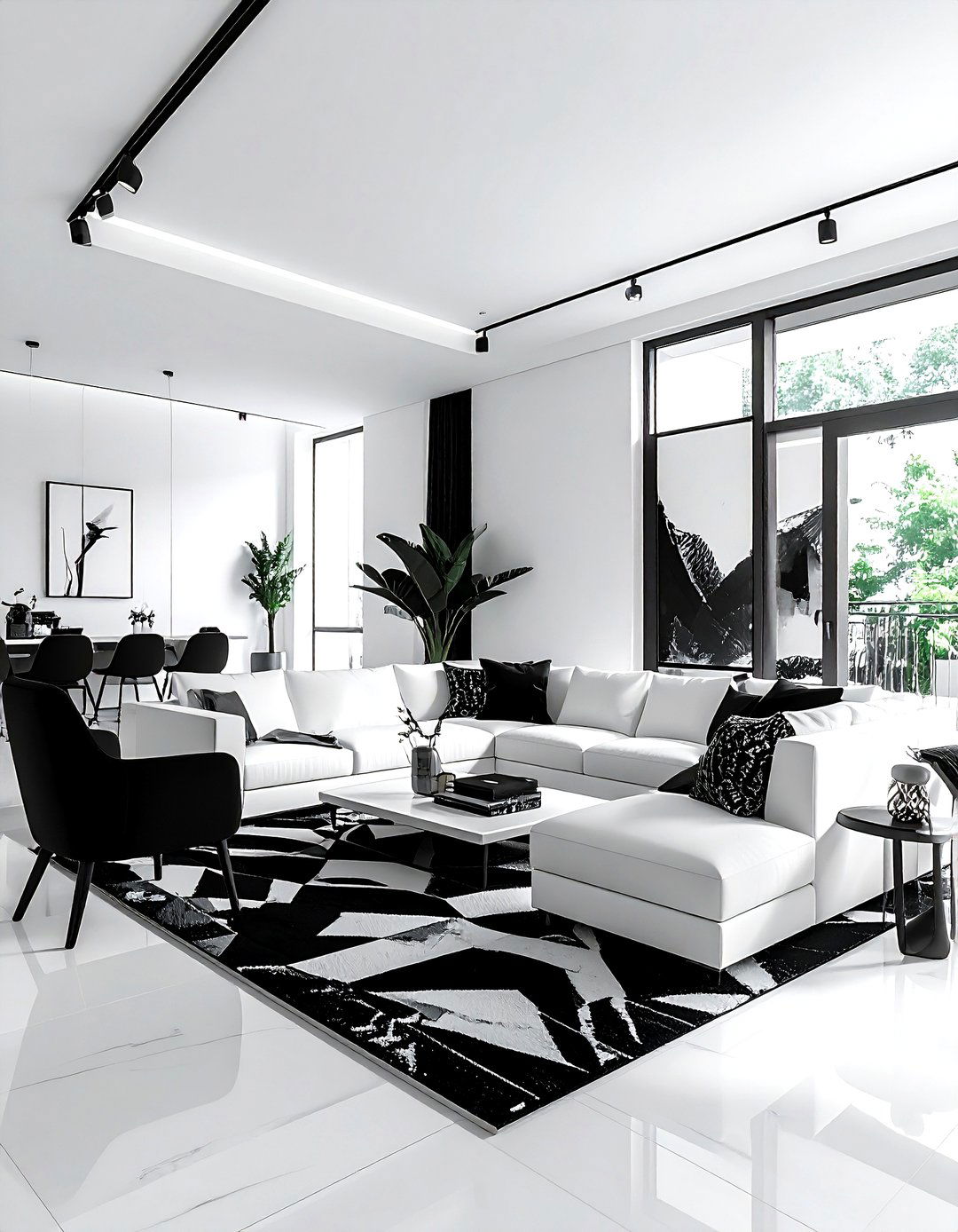 Black and white living room - 30 minimalist black living room ideas