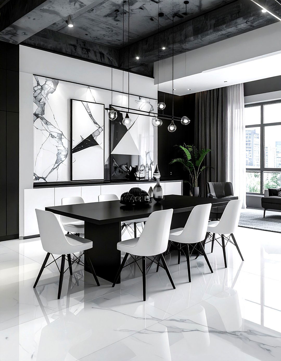 Black and white loft dining - 30 loft dining room ideas