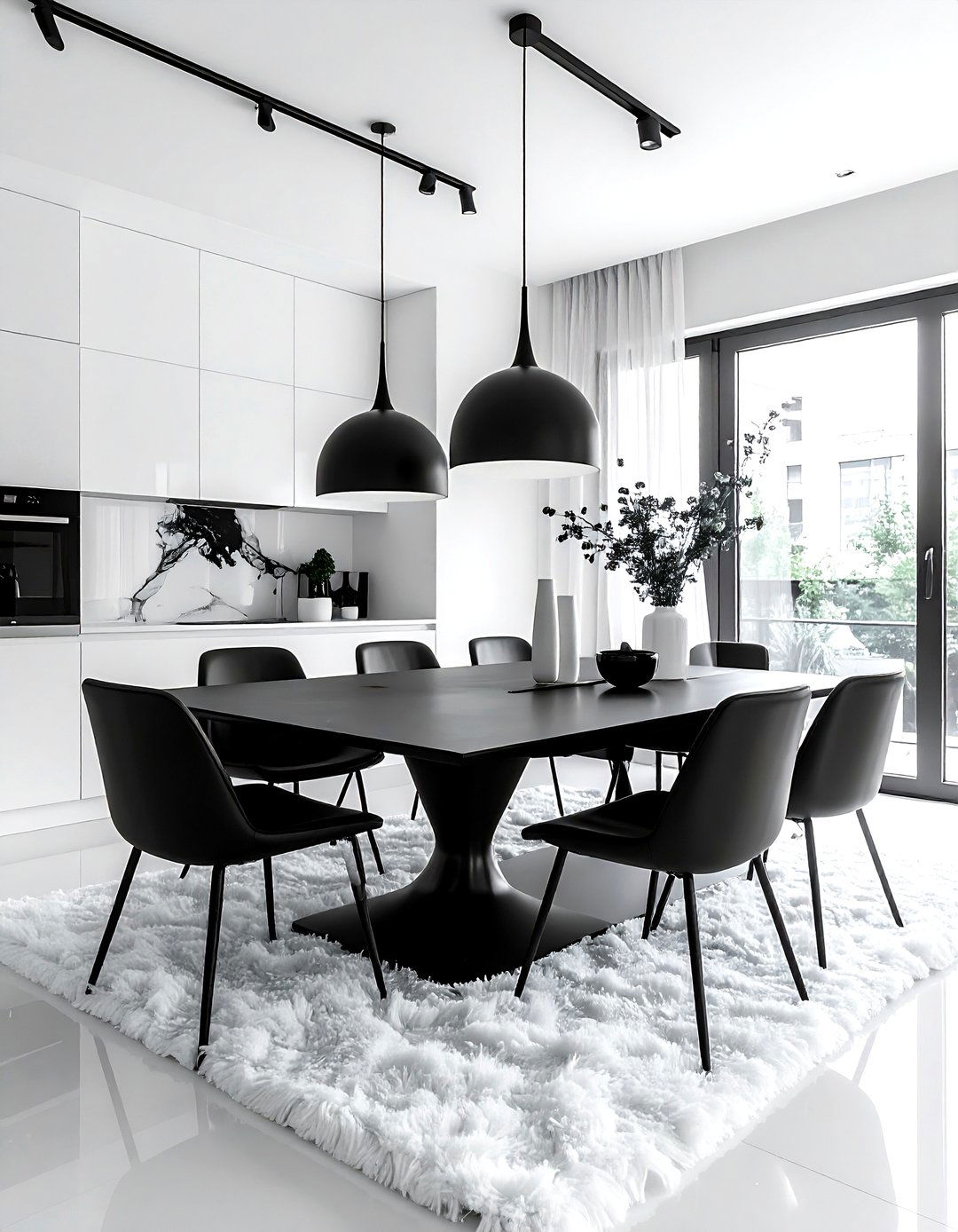 Black and white modern dining room - 30 two-tone dining room ideas