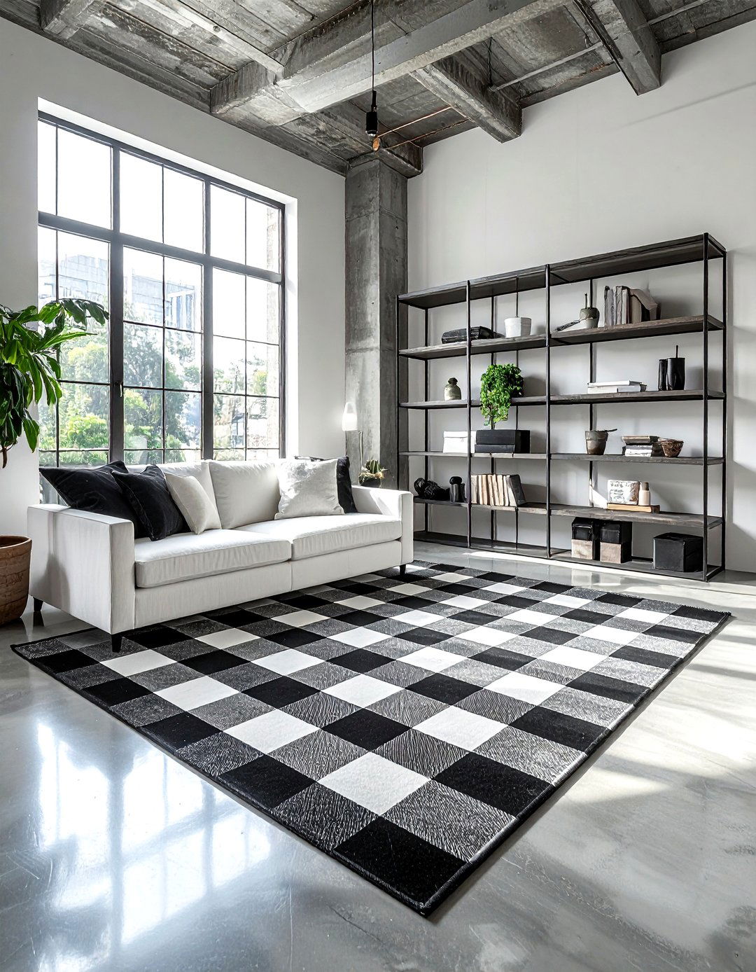Black and white plaid rug - 30 plaid decor ideas