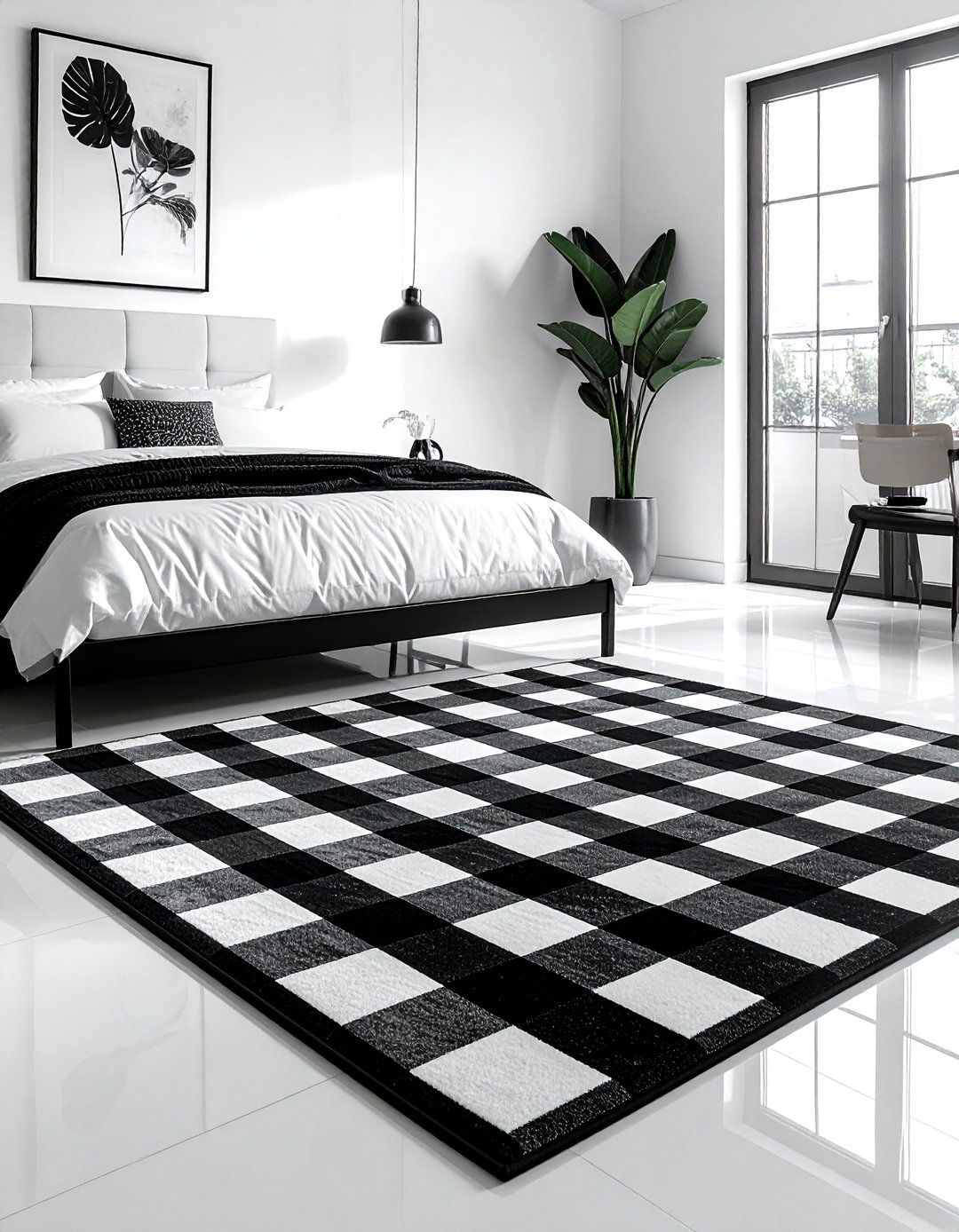 Black and white rug - 30 bedroom rug ideas