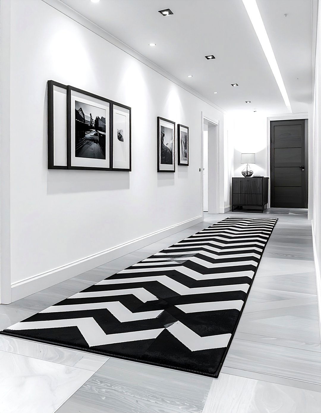 Black and white runner - 30 hallway runner ideas