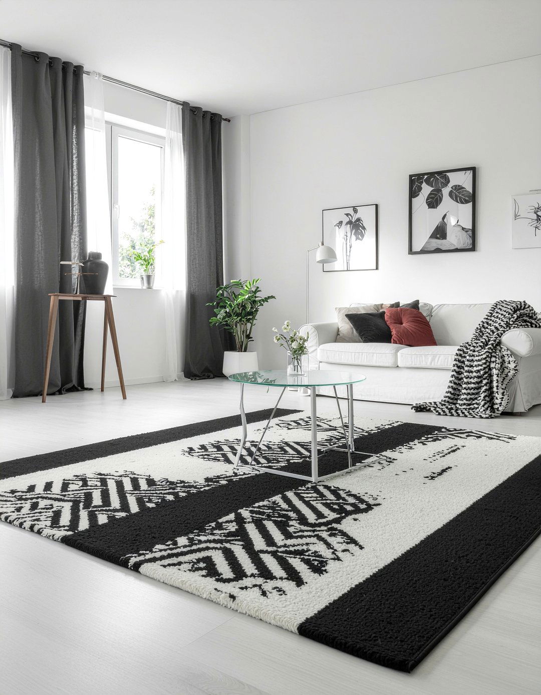 Black and white striped rug - 30 living room area rugs