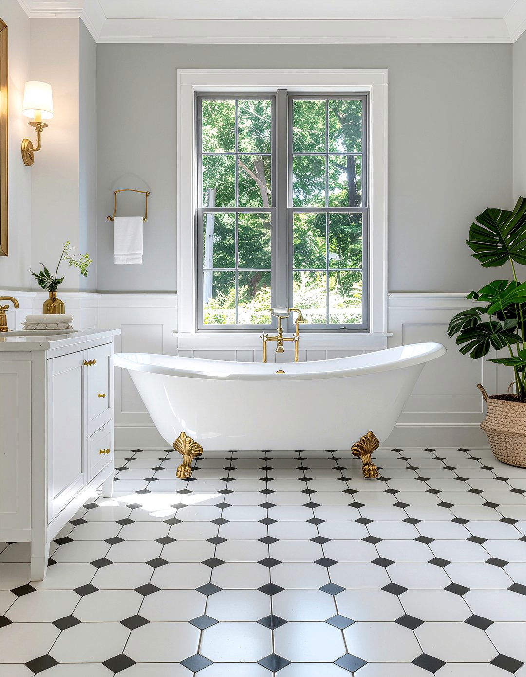 Black and white tile - 30 bathroom floor ideas