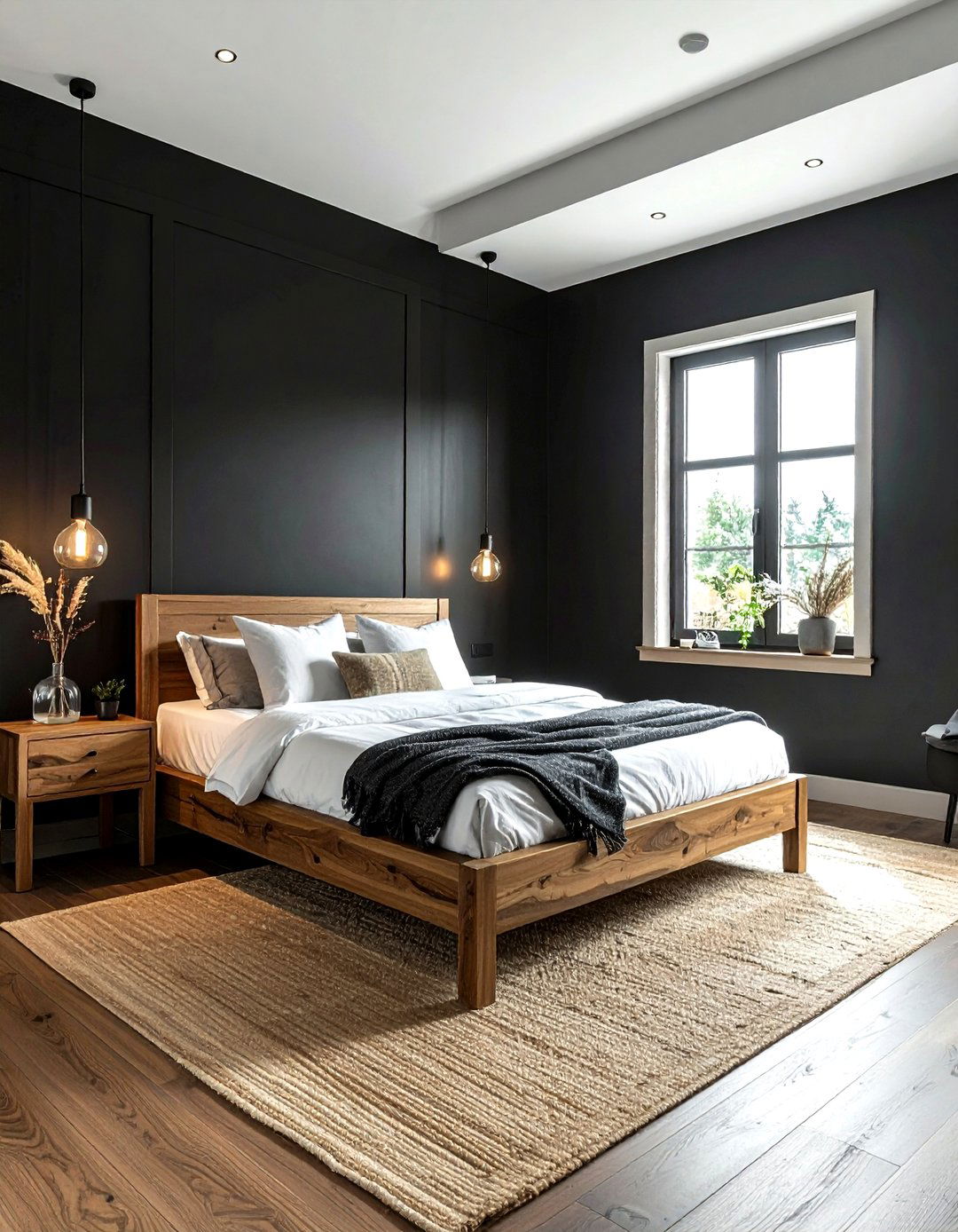 Black and wood bedroom - 30 black bedroom ideas