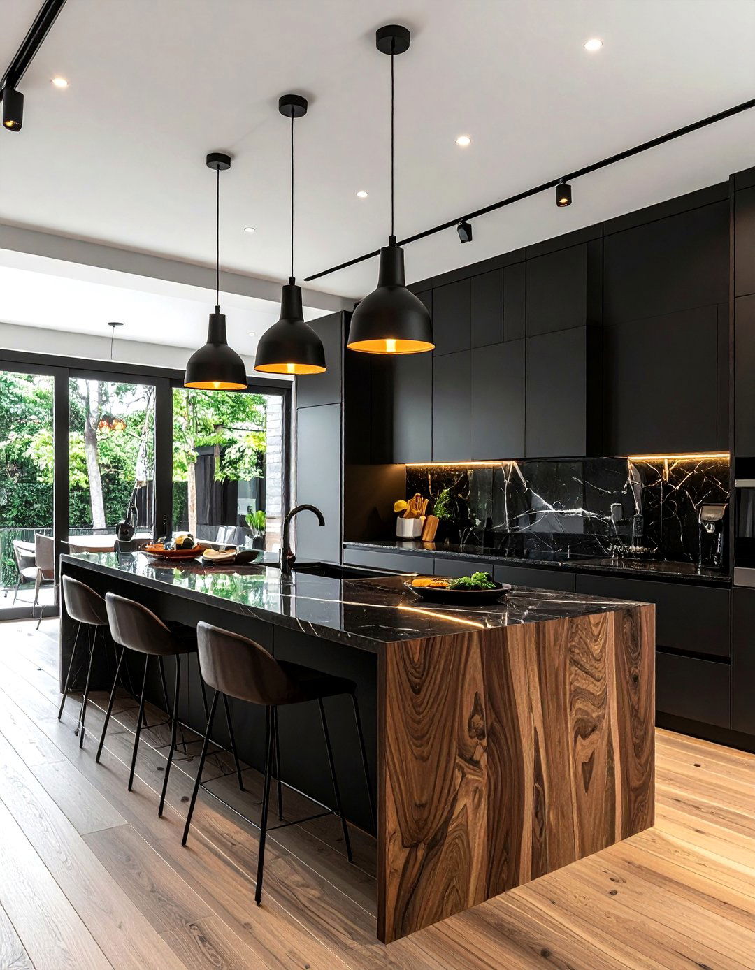 Black and wood kitchen - 30 natural wood kitchen ideas