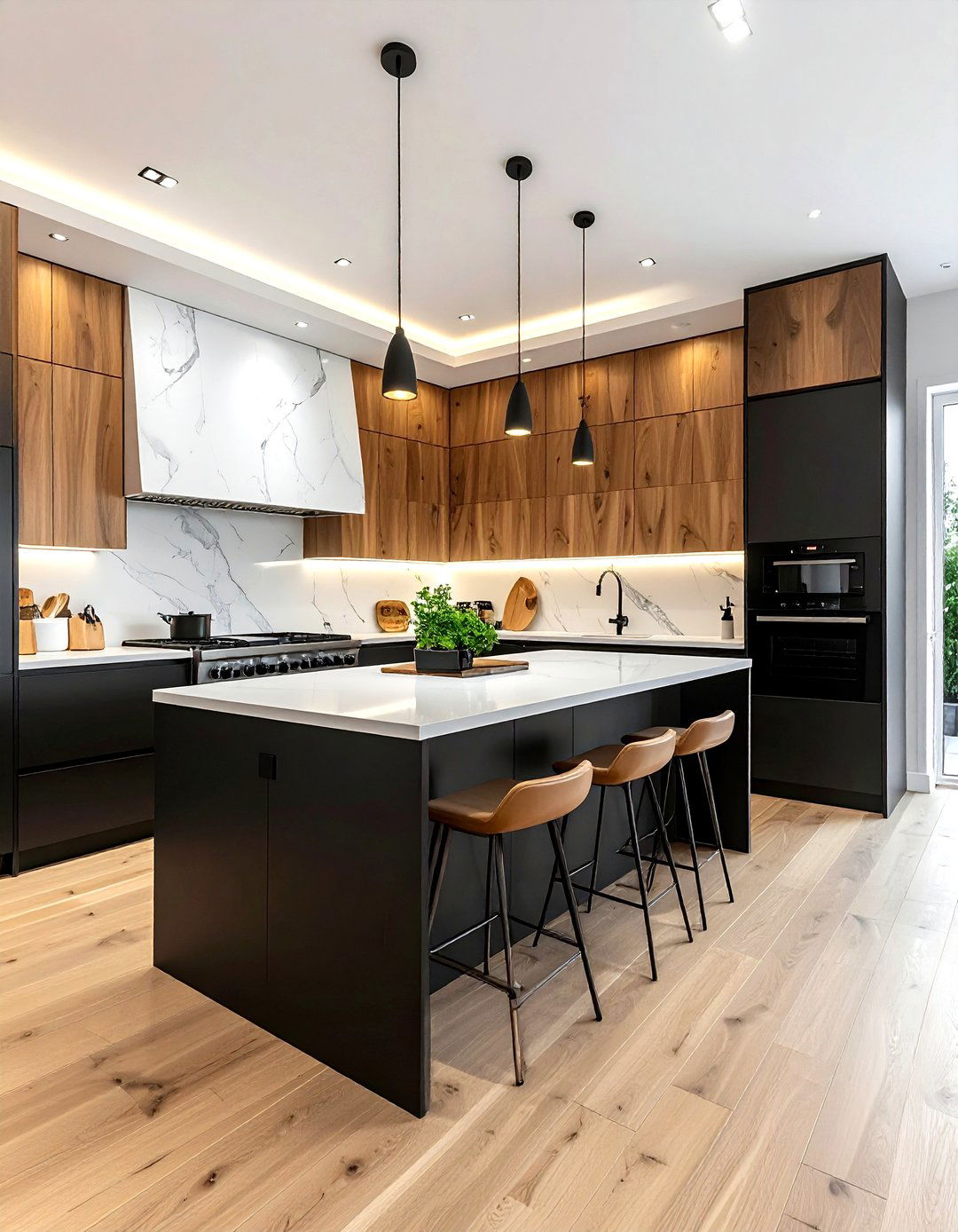 Black and wood kitchen cabinets - 30 black kitchen cabinet ideas