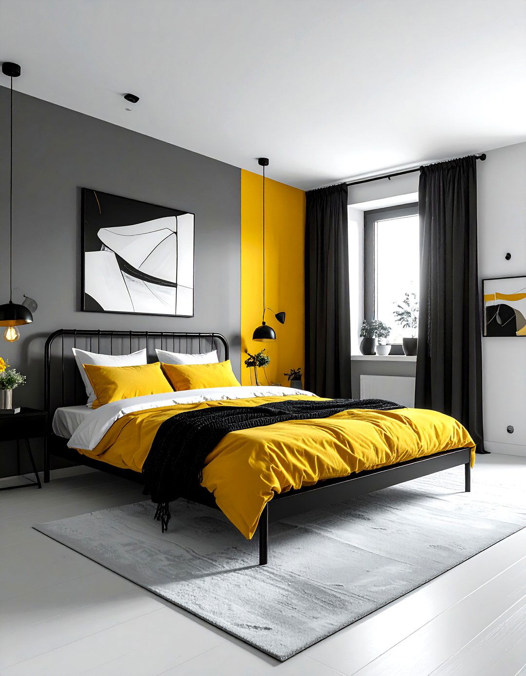 Black and yellow bedroom - 30 yellow and white bedroom ideas