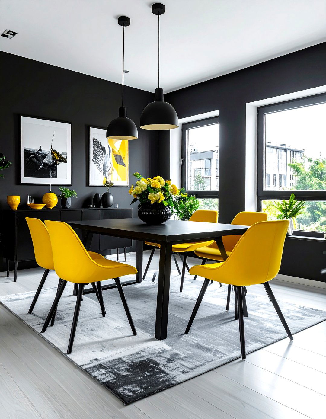 Black and yellow dining room - 30 colorful dining room ideas