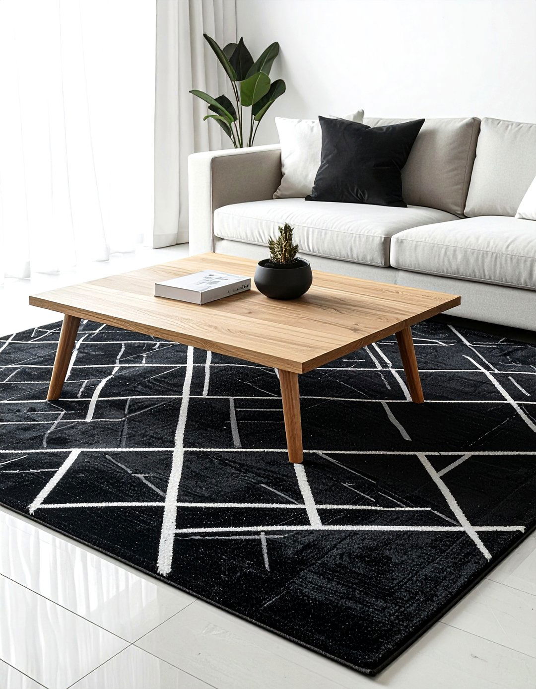 Black area rug - 30 black decor ideas