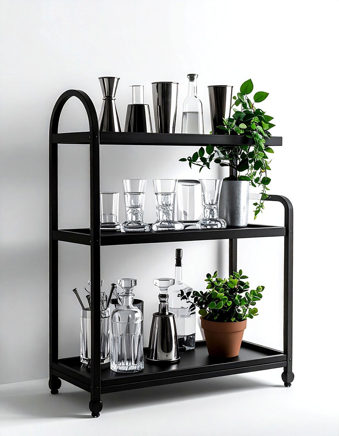 Black bar cart - 30 black decor ideas