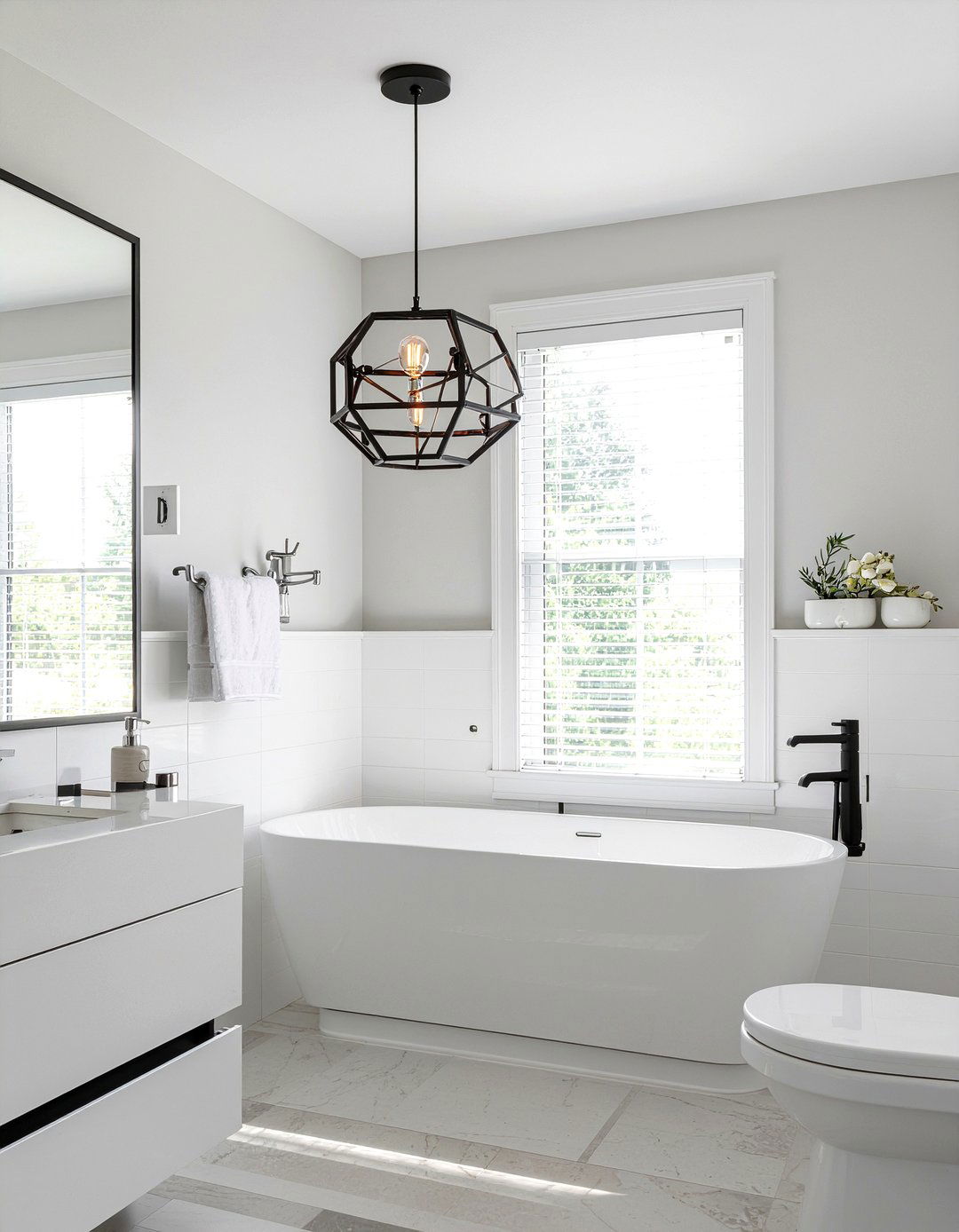 Black bathroom chandelier - 30 bathroom chandelier ideas