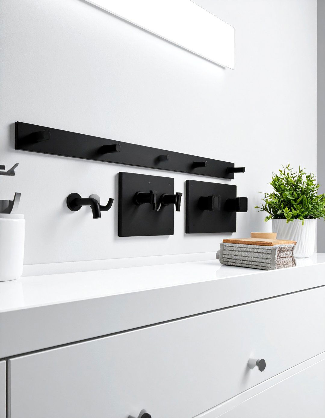 Black bathroom hardware set - 30 black bathroom decor ideas