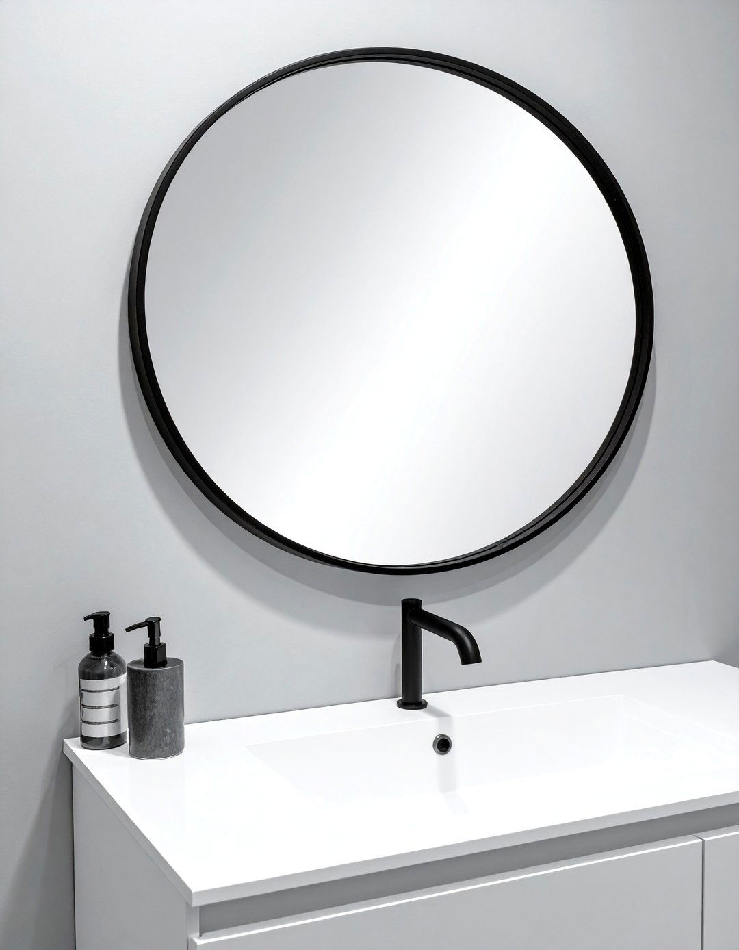 Black bathroom mirror frame - 30 black bathroom decor ideas