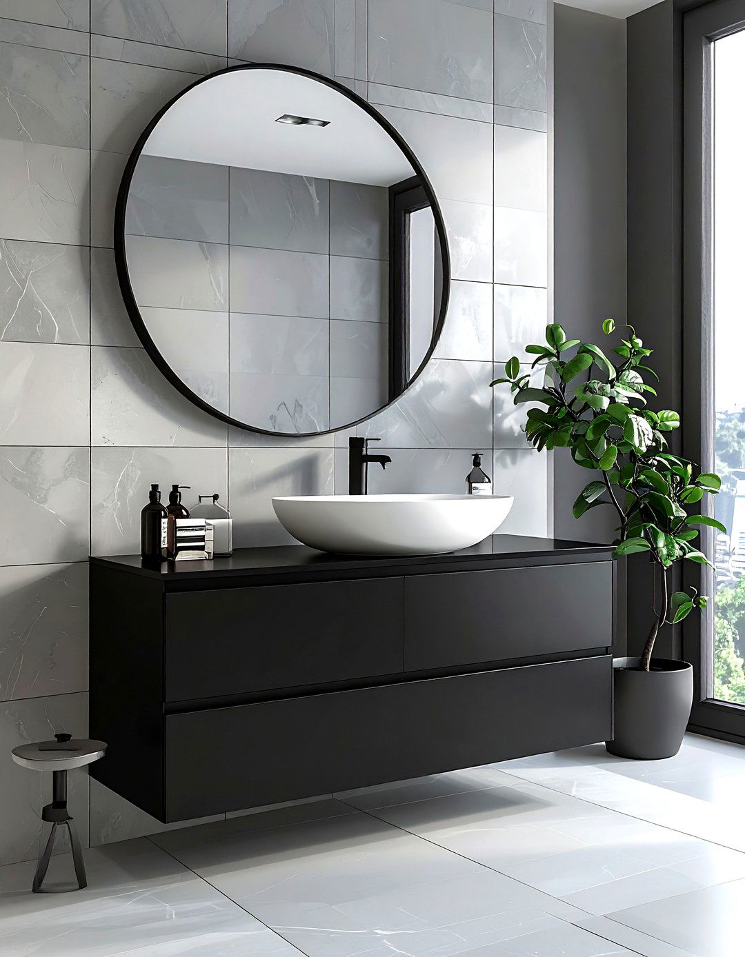 Black bathroom vanity - 30 black decor ideas