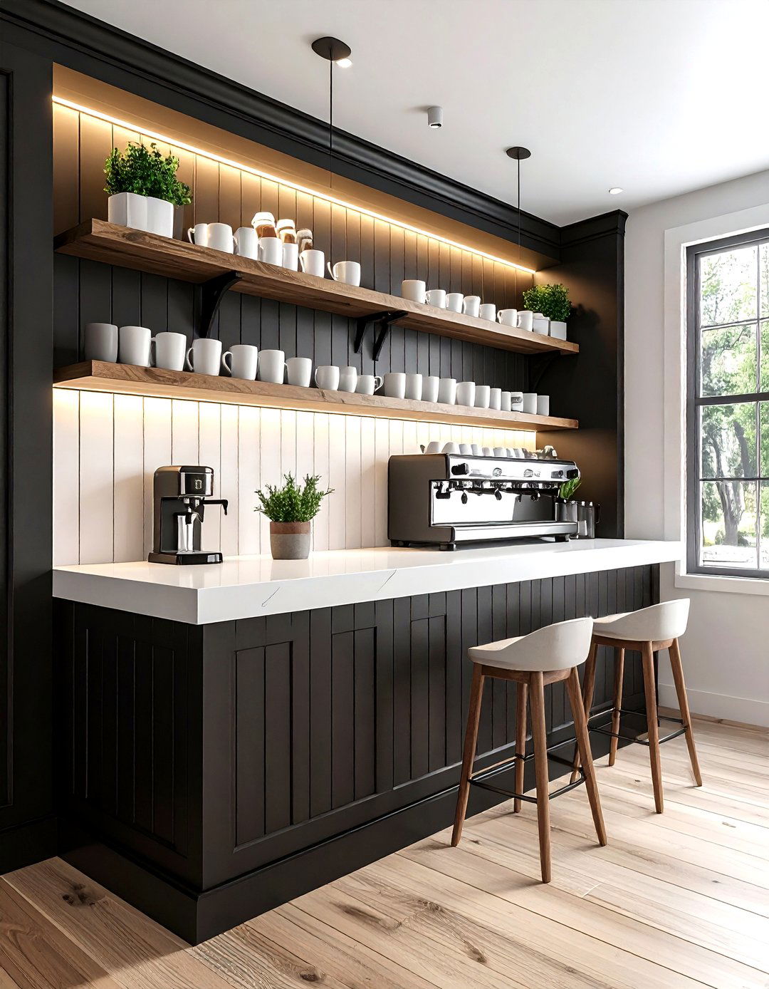 Black beadboard - 30 kitchen wainscoting ideas