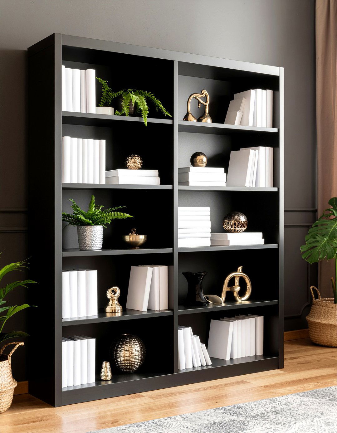 Black bookshelf styling - 30 living room bookshelf styling ideas