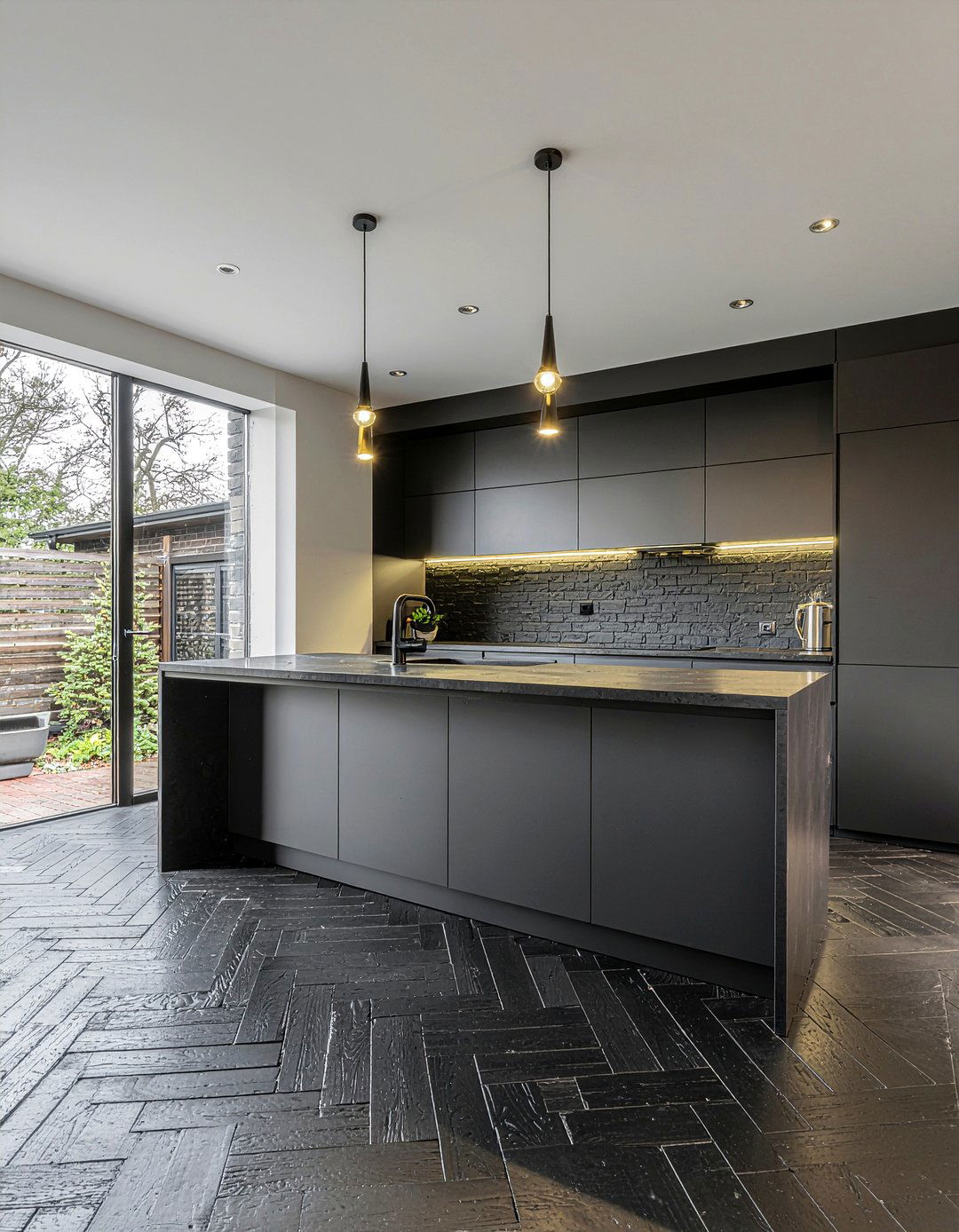 Black brick kitchen floor - 30 brick floor kitchen ideas