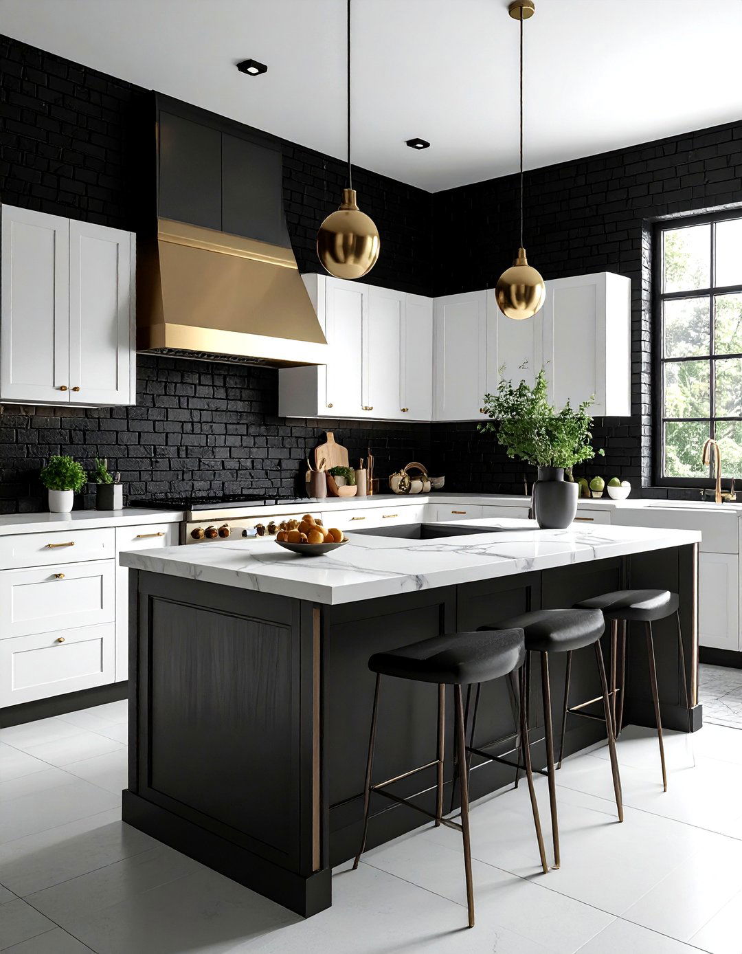Black brick kitchen wall - 30 exposed brick kitchen ideas