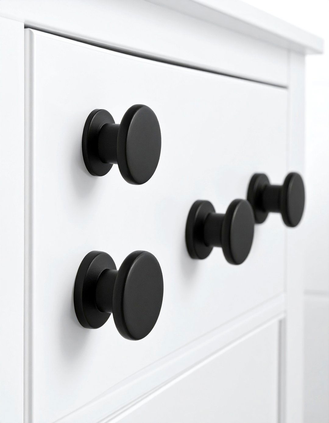 Black cabinet knobs - 30 black bathroom accessories ideas