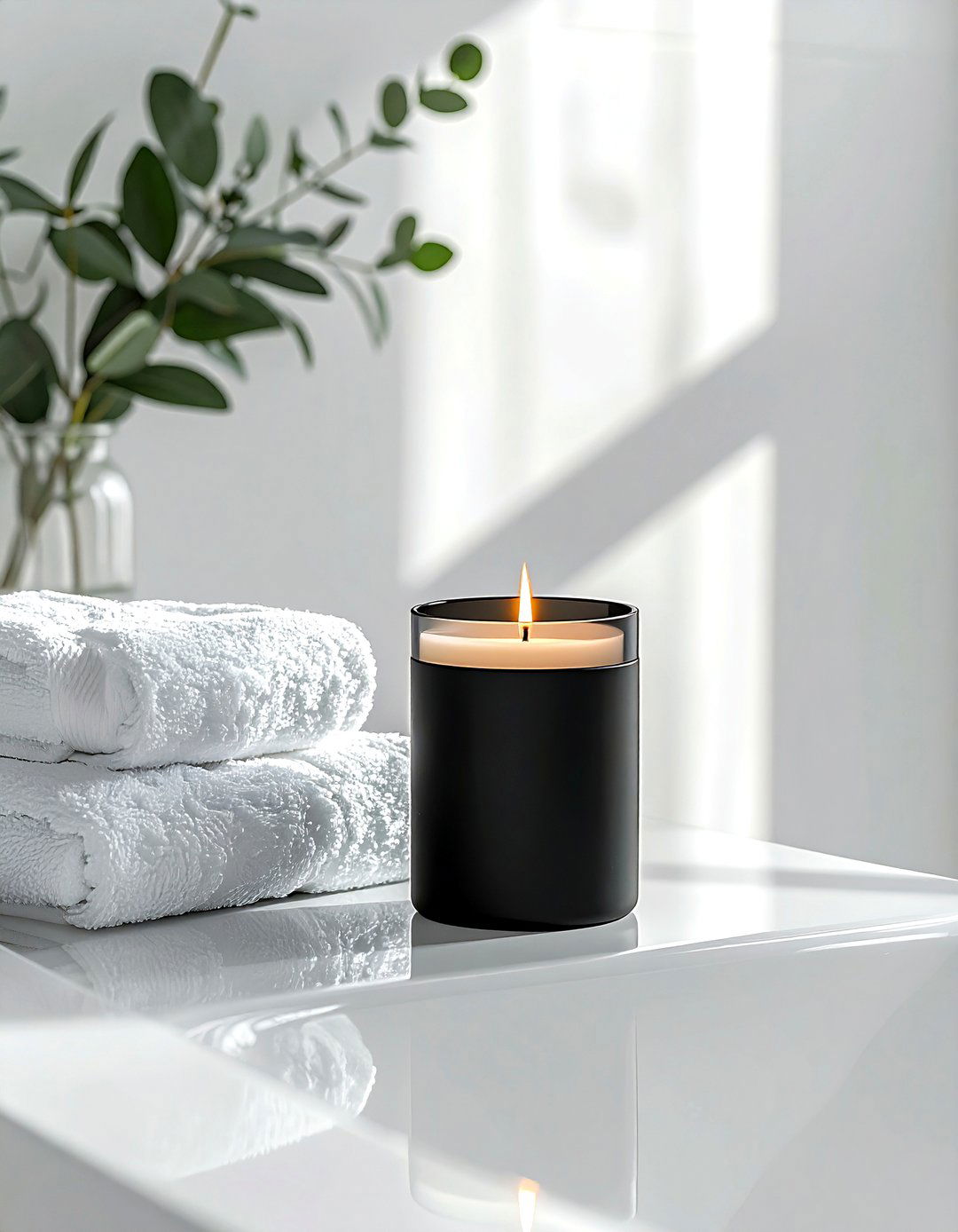 Black candle holder - 30 black bathroom accessories ideas