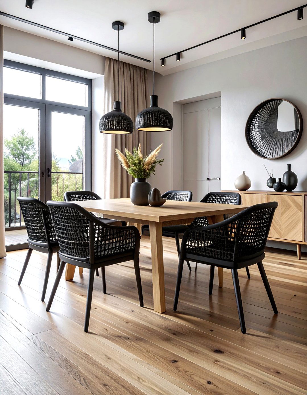 Black cane chairs - 30 cane dining room ideas