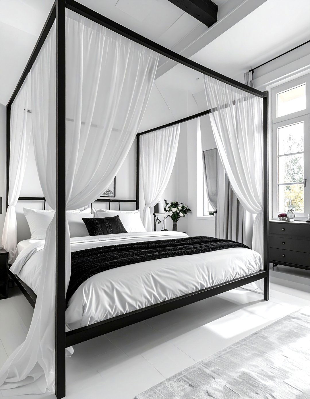 Black canopy bed - 30 black bedroom ideas