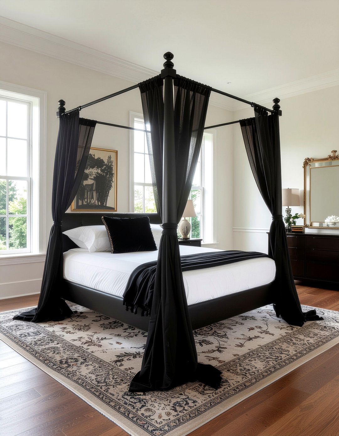 Black canopy bed - 30 gothic bedroom ideas