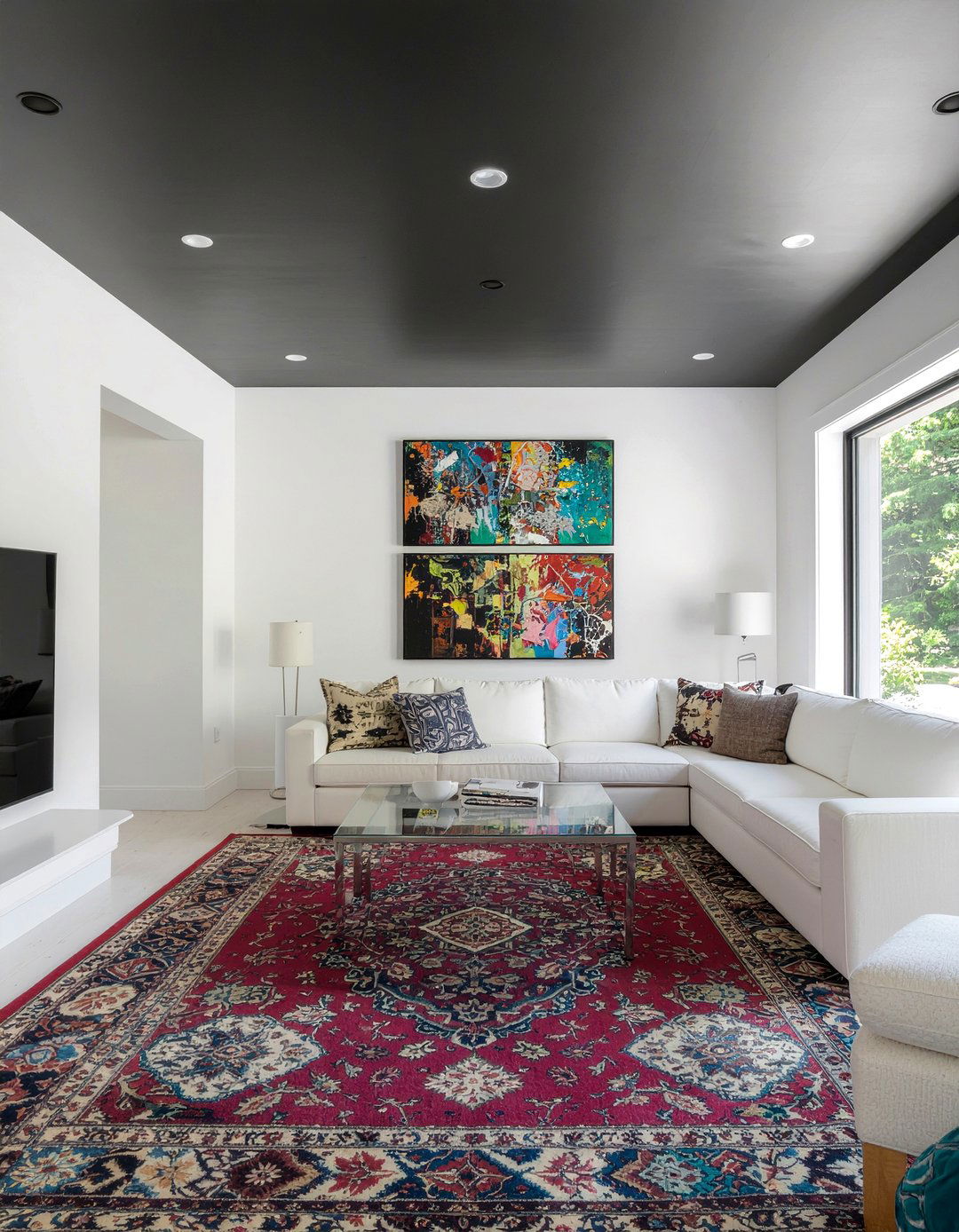 Black ceiling - 30 living room statement ceiling ideas