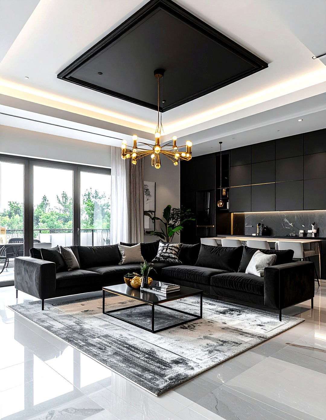 Black ceiling medallion - 30 living room ceiling medallion ideas