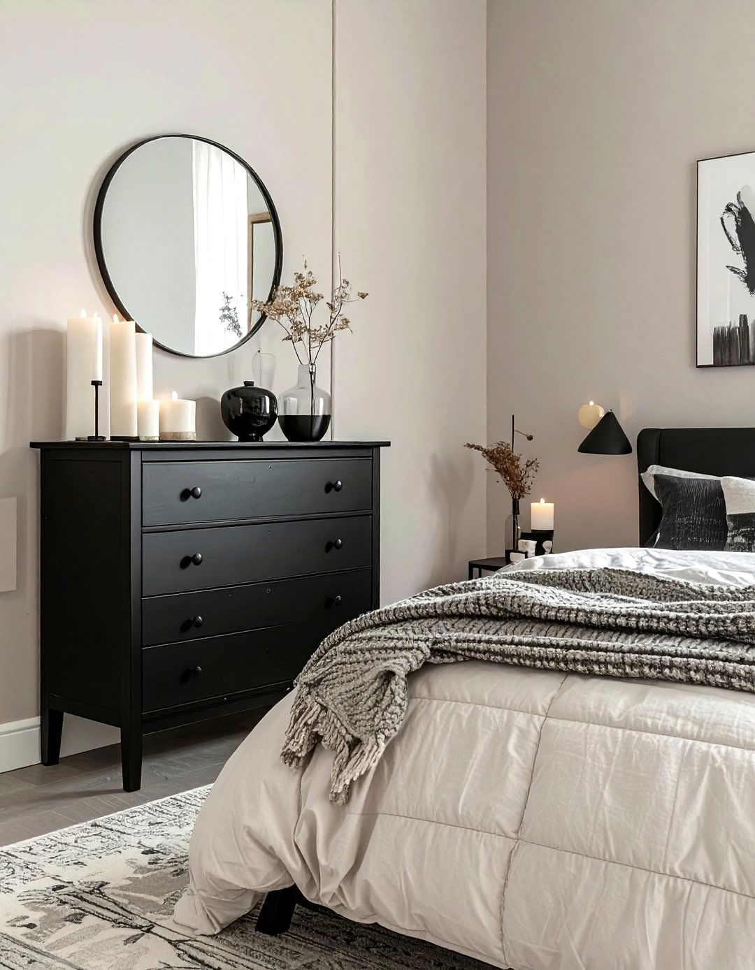Black chest of drawers storage - 30 black bedroom furniture ideas