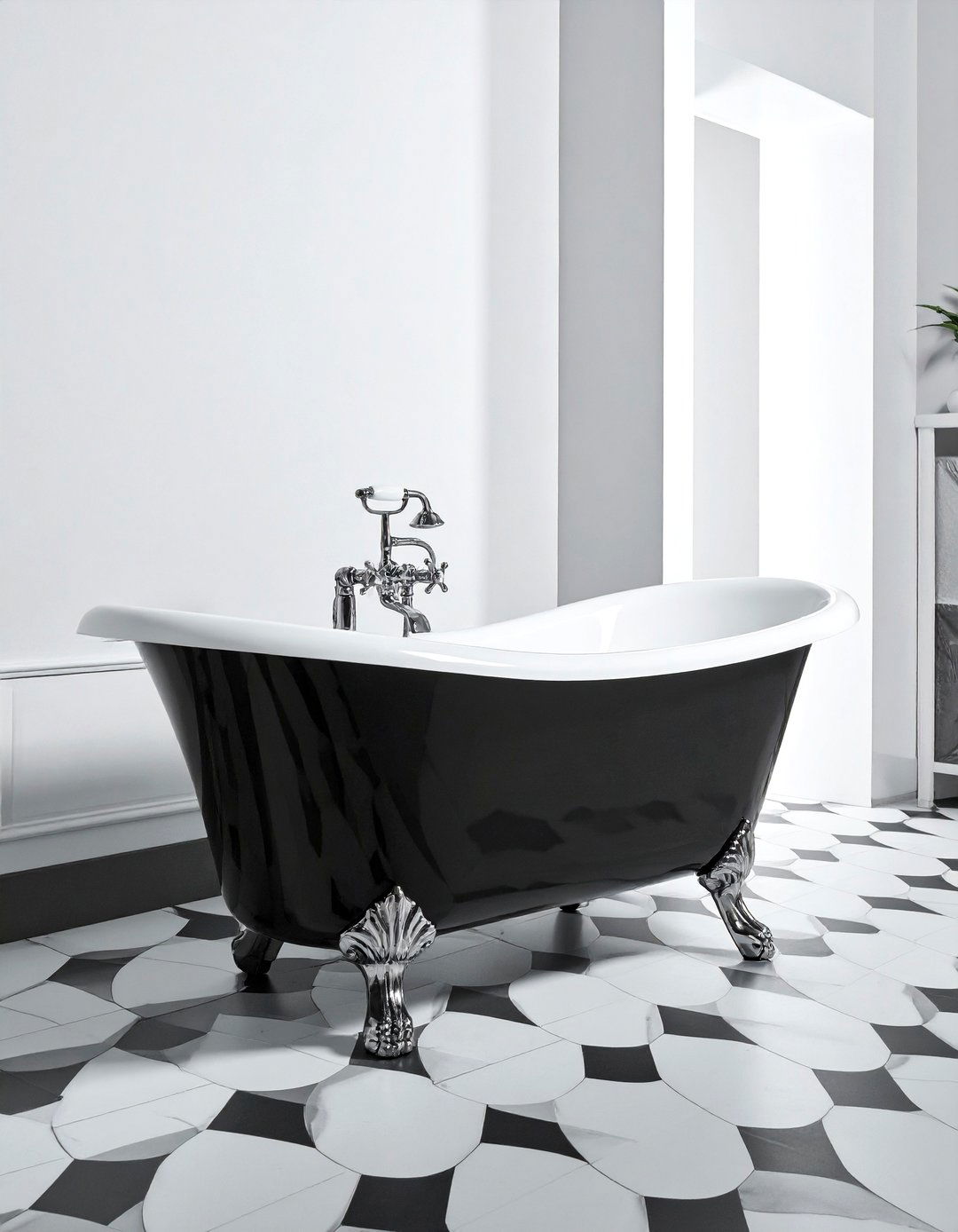 Black clawfoot bathtub - 30 black bathroom decor ideas