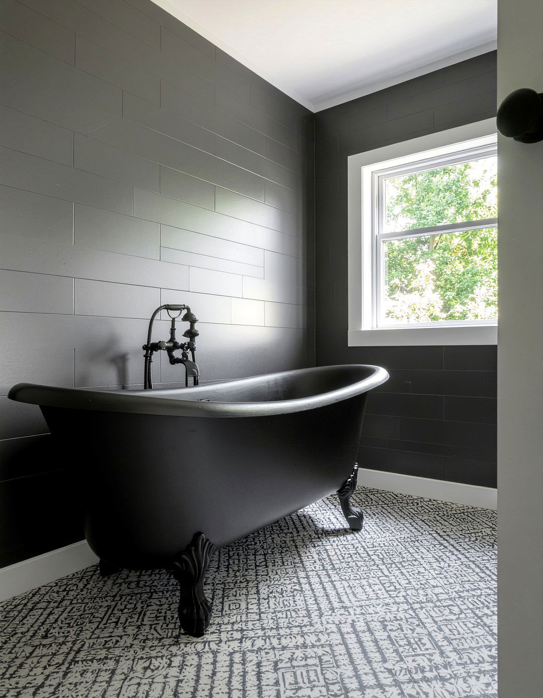 Black clawfoot tub bathroom - 30 all black bathroom ideas