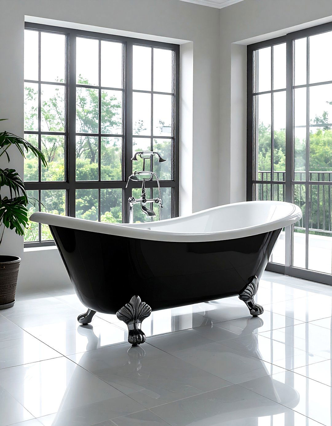 Black clawfoot tub - 30 black decor ideas