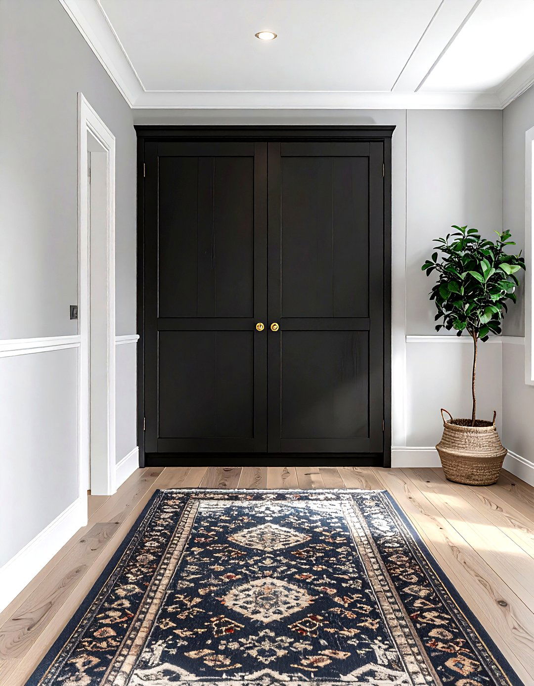 Black closet door - 30 farmhouse black bedroom ideas