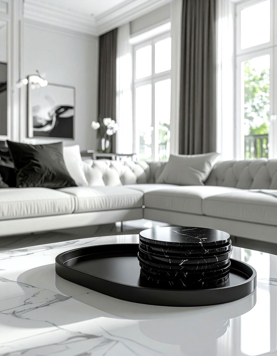 Black coasters - 30 black living room accessories ideas