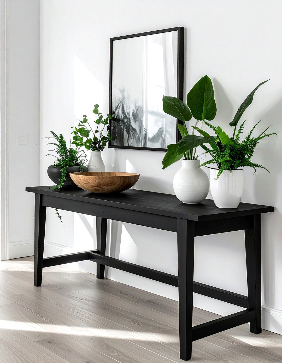 Black console table decor - 30 console table decor ideas