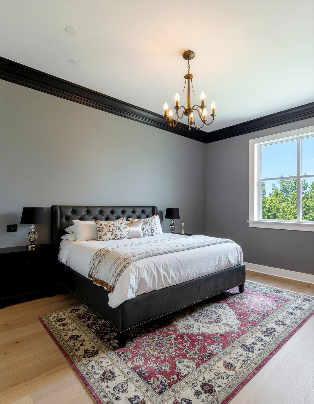 Black crown molding - 30 gothic bedroom ideas