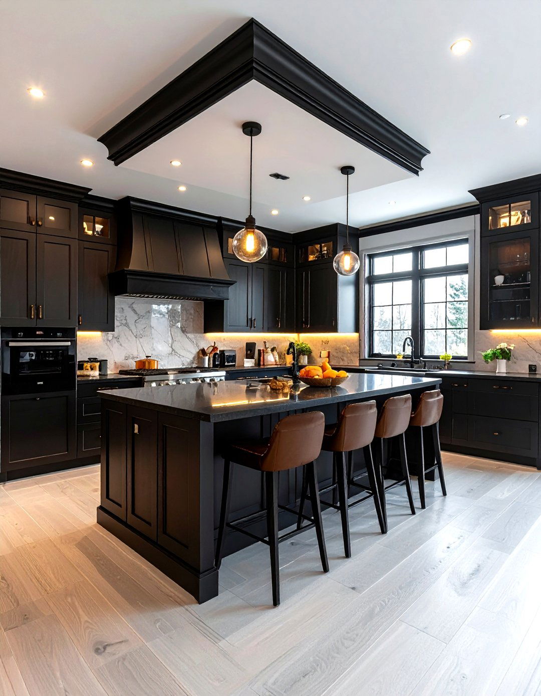 Black crown molding - 30 kitchen crown molding ideas