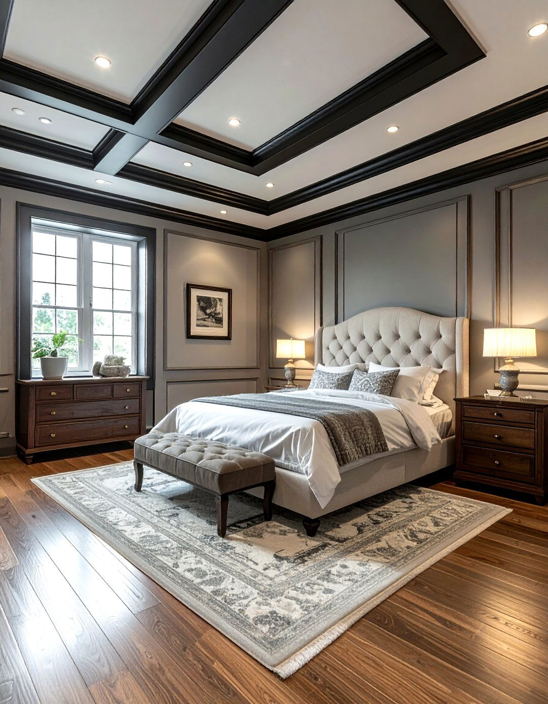 Black crown molding bedroom - 30 traditional black bedroom ideas