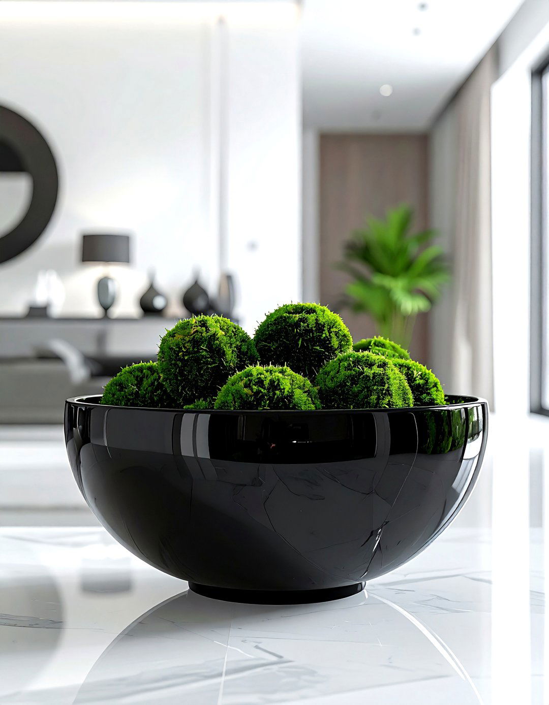 Black decorative bowl - 30 black living room accessories ideas
