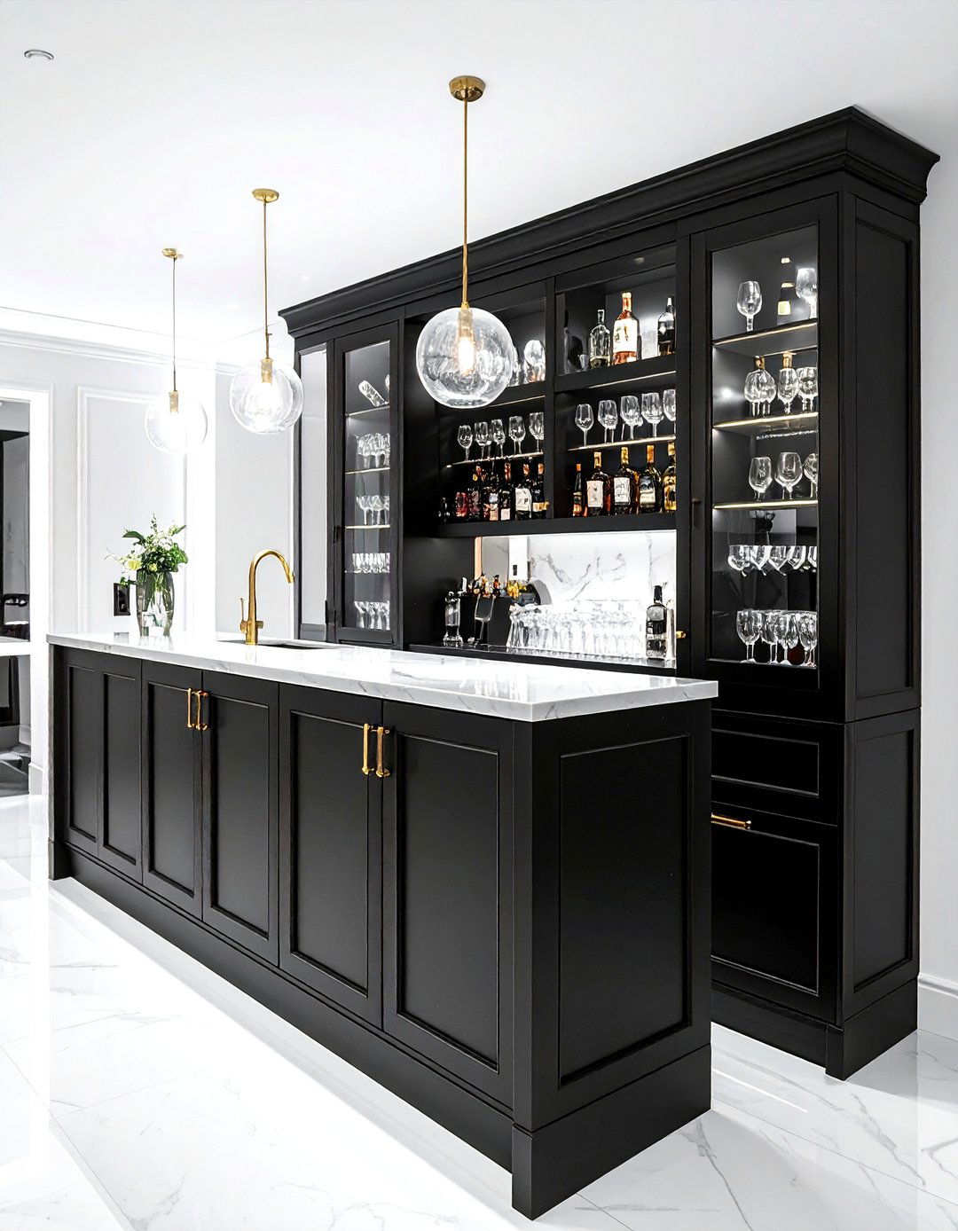Black dry bar cabinet - 30 dry bar ideas