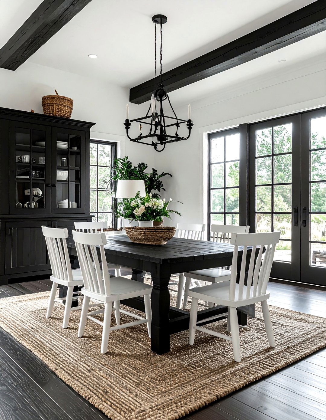 Black farmhouse dining room - 30 black dining room decor ideas