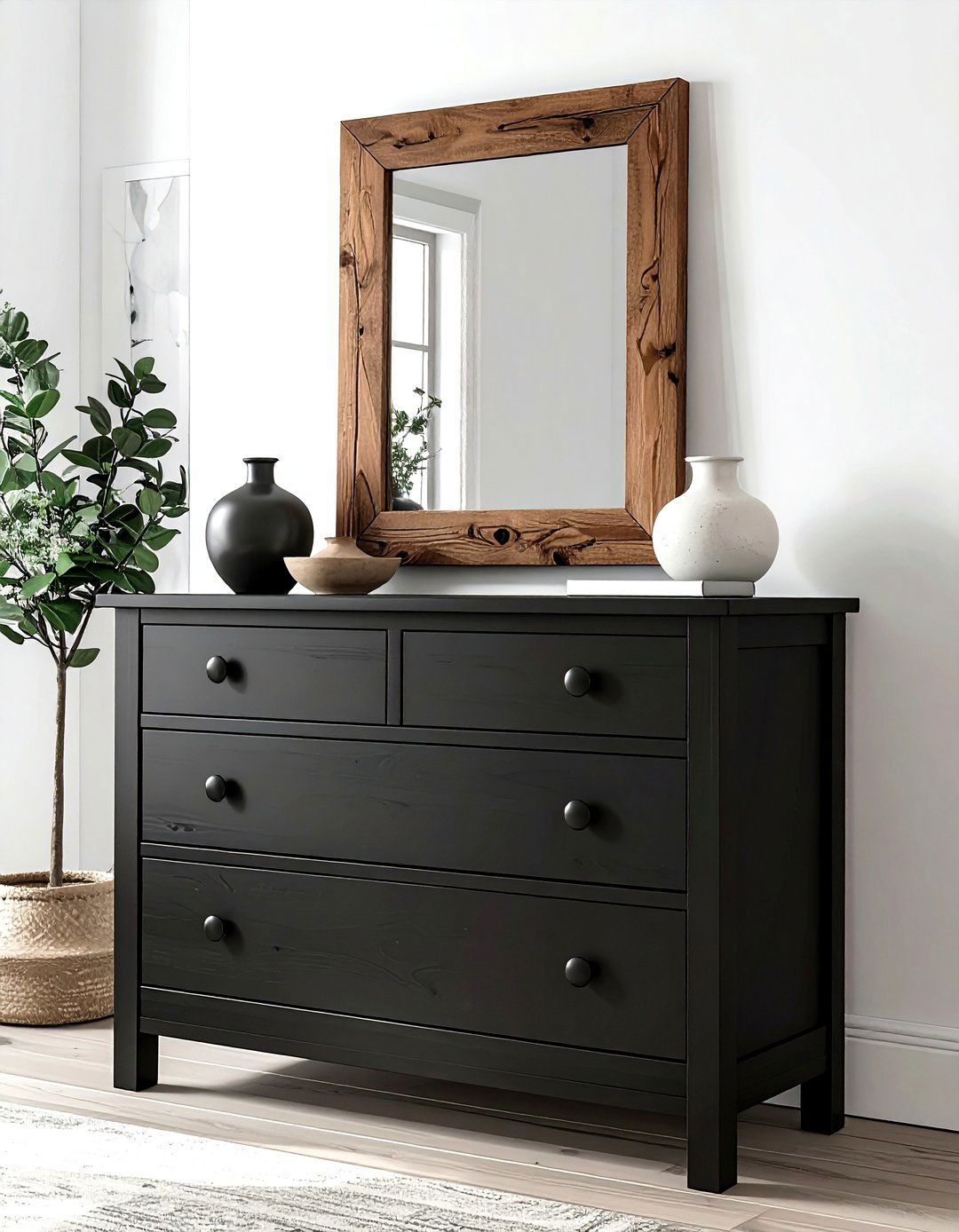 Black farmhouse dresser - 30 farmhouse black bedroom ideas
