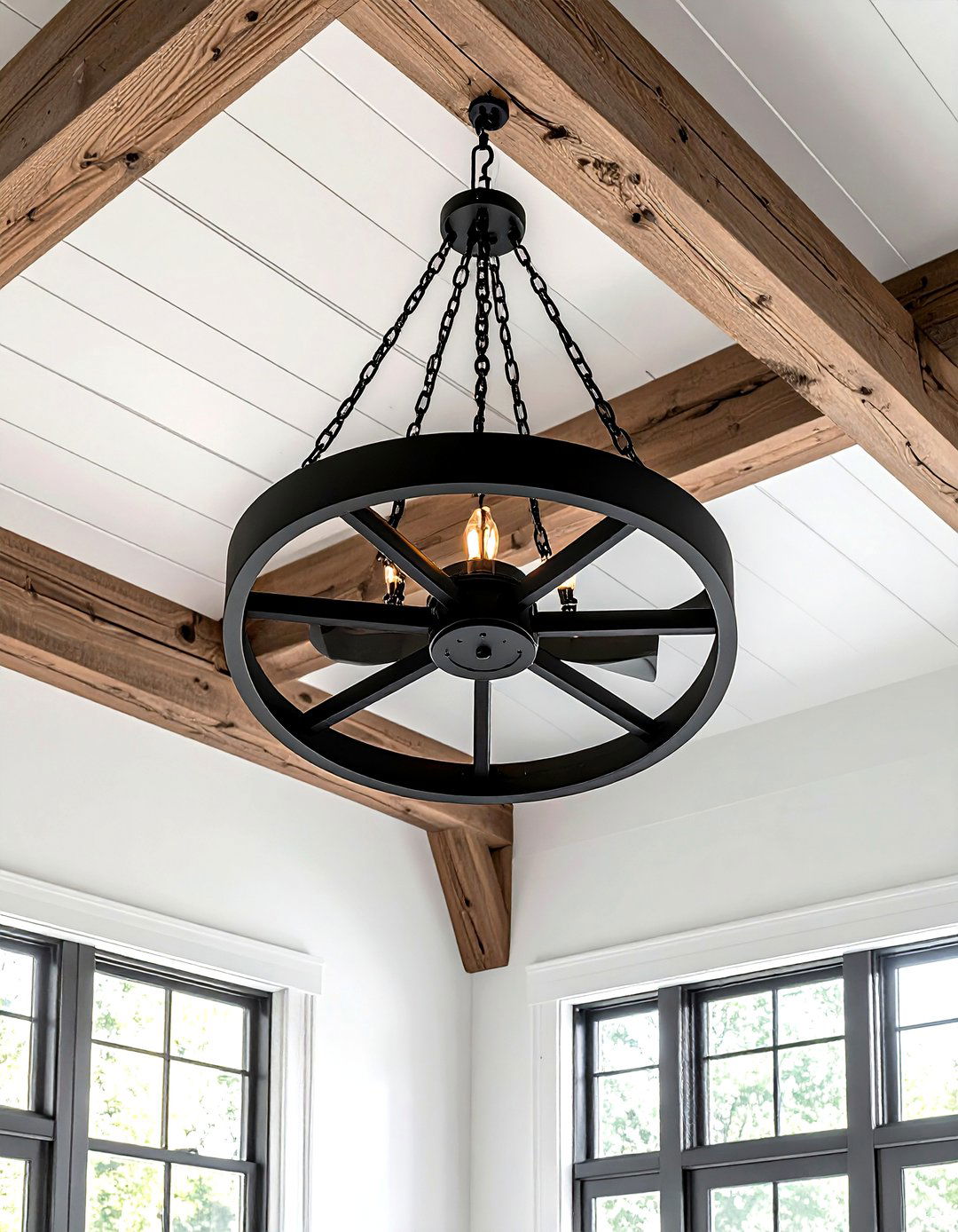 Black farmhouse light fixture - 30 farmhouse black living room ideas