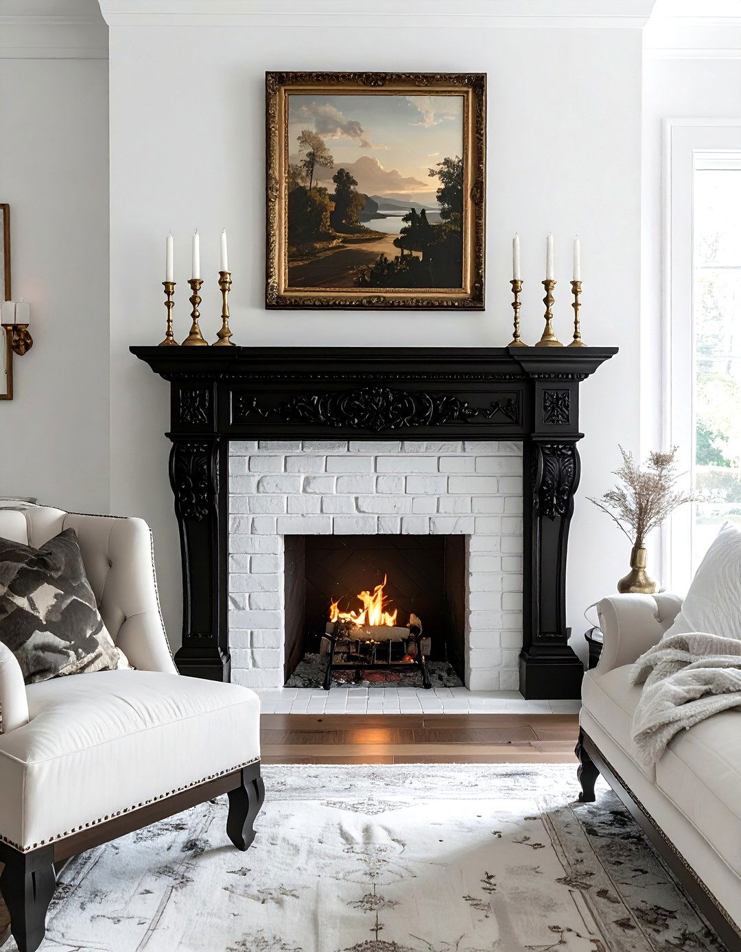 Black fireplace mantel bedroom - 30 traditional black bedroom ideas