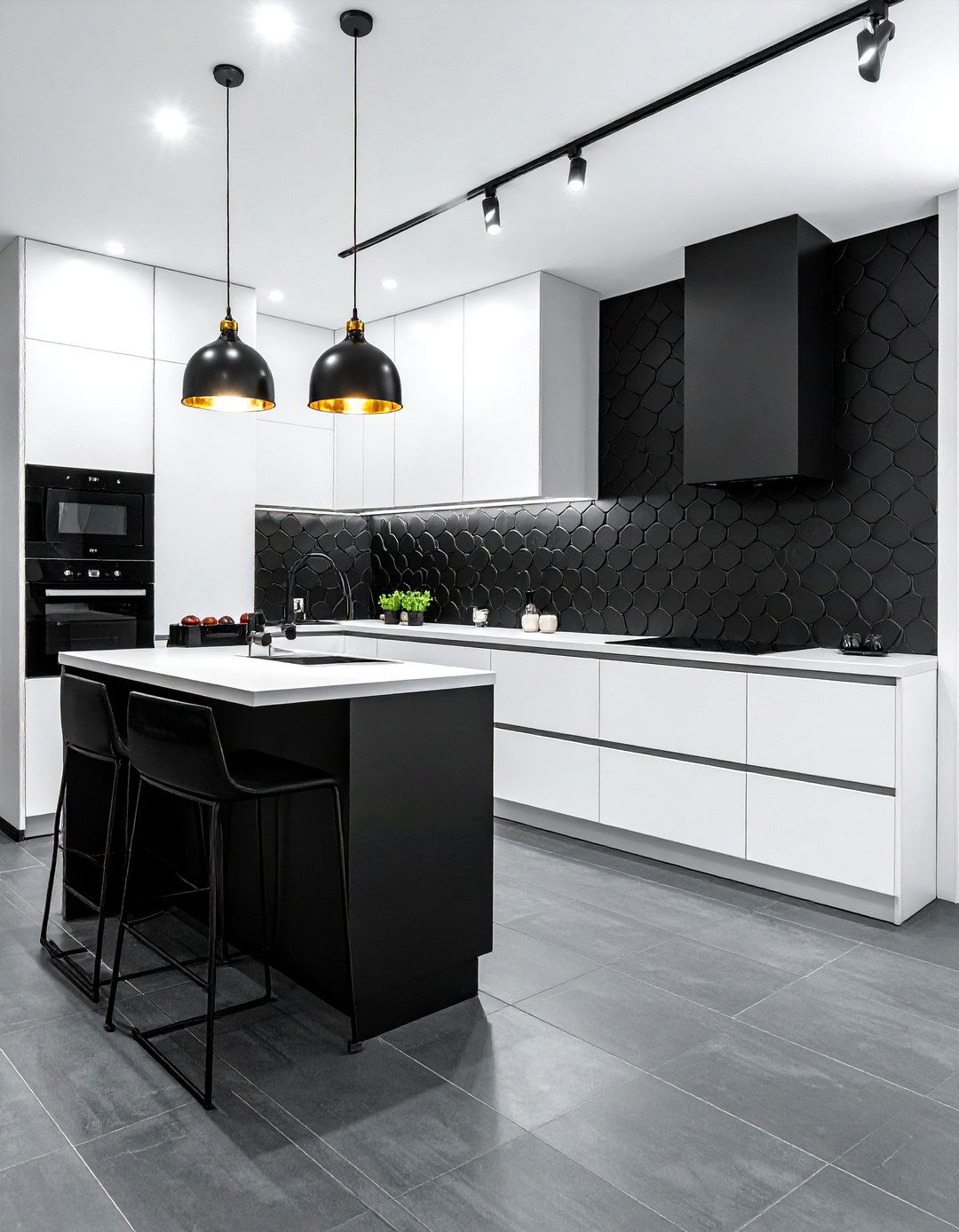 Black fish scale tile kitchen - 30 fish scale tile kitchen backsplash ideas