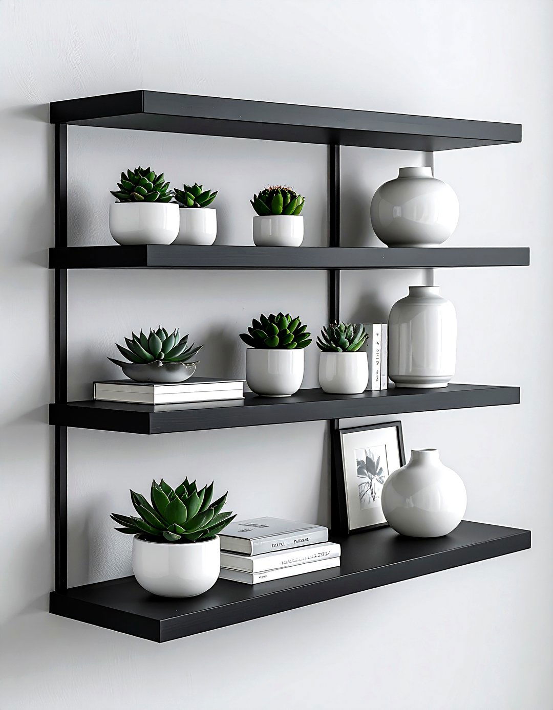 Black floating shelf - 30 black decor ideas
